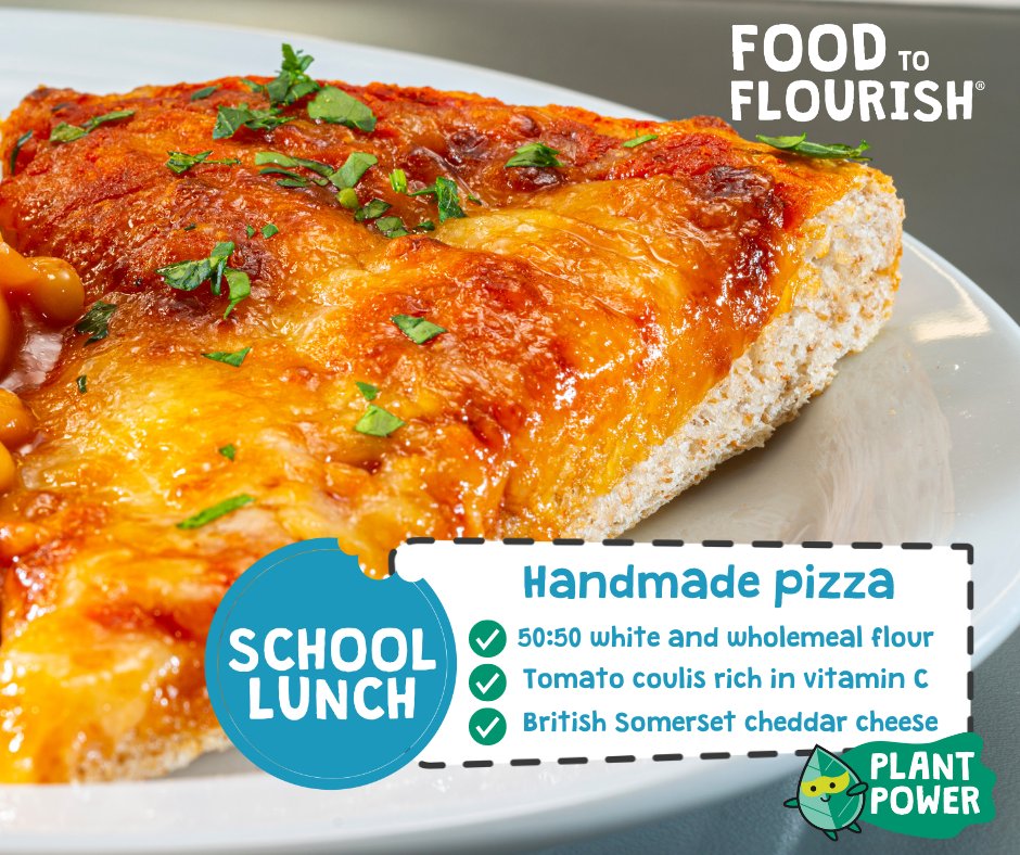 Our pizza isn't any old pizza; it's handmade by our teams using 50:50 white and wholemeal flour for the base, tomato coulis, rich in vitamin C to help pupils' immune systems, as well as calcium rich Somerset cheddar. #FoodToFlourish @LACA_UK @hantsconnect