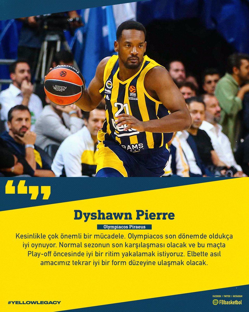 🎙️ Dyshawn Pierre’in maç önü görüşleri. #YellowLegacy #EuroLeague
