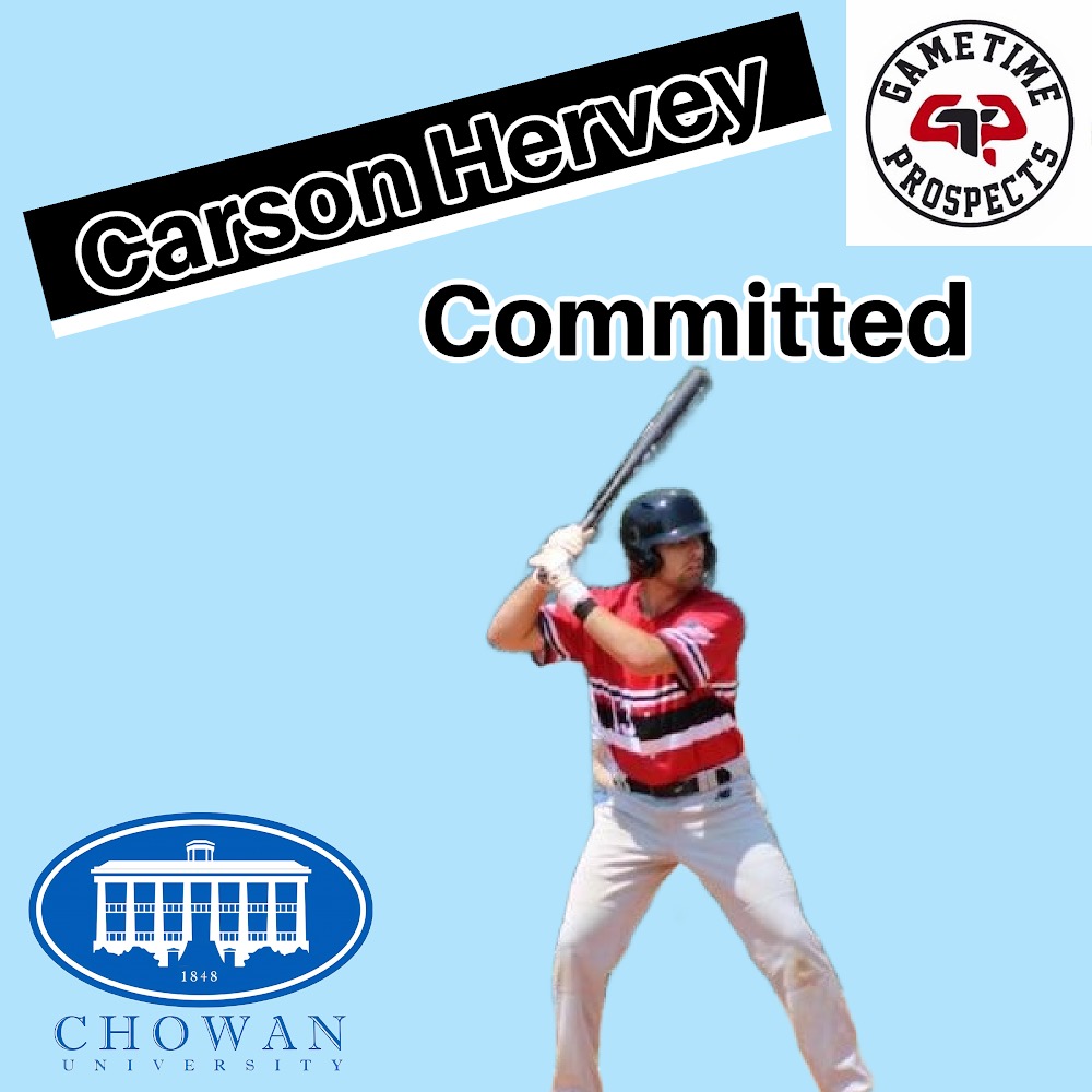 Congratulations to Gametime Prospects player Carson Hervey (Catcher ) class of 2024 from Ravenscroft High School on his commitment to Chowan University.  We wish you the best in furthering your baseball and academic career.