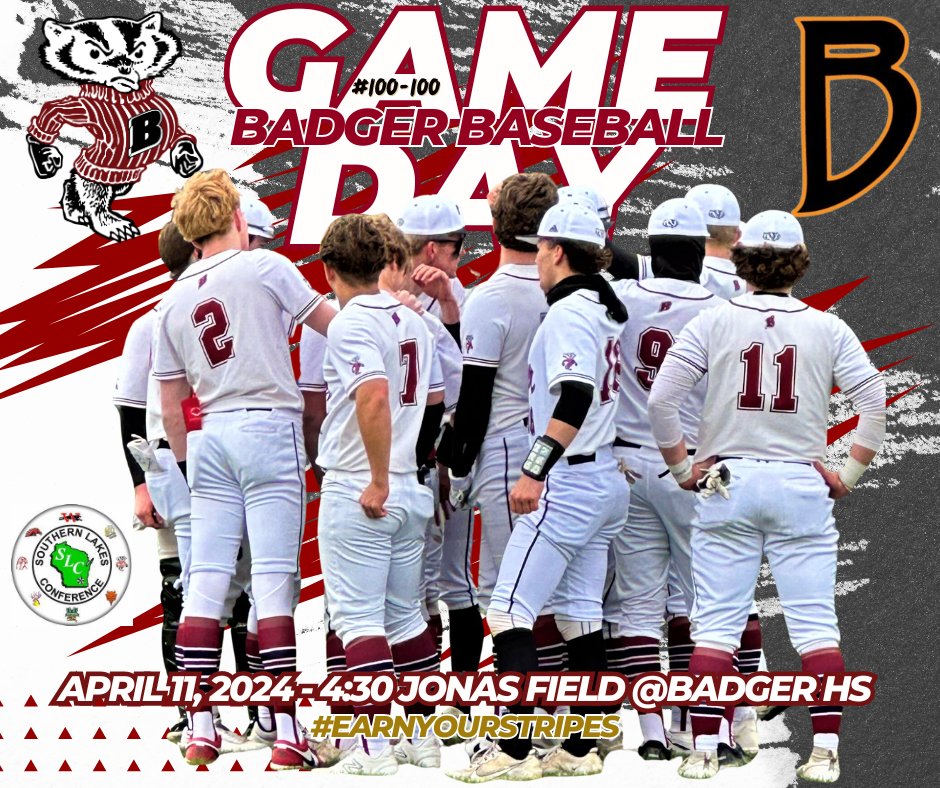 LGBadgerBSBL's tweet photo. Let's Go - It's Badger Baseball Game Day 🦡⚾️
#100-100 #earnyourstripes 
🆚 Burlington Demons
🗓️April 11, 2024
⏰ 4:30 Varsity - Jonas Field @ Badger
       4:30 - JV1 - @ Badger
       4:30 - JV2 - @  Burlington HS
@SLC_Wi
@lgbadger https://t.co/KaLvSLib4u