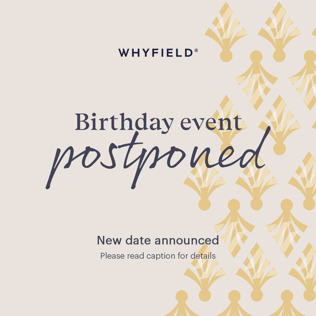 ⚠️ We have an important announcement regarding our 10th birthday event next week ⚠️

Due to unforeseen circumstances, we have had to make the decision to push our Whyfield birthday celebration back. 

Please head to our Instagram for more details: instagram.com/whyfield/
