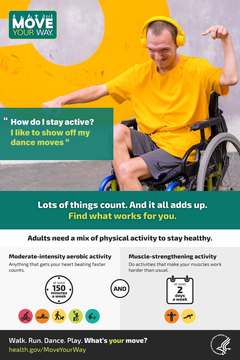 ODP encourages you to spring into action with Move Your Way! Learn more here bit.ly/3UdDqqb #ActuallyAutistic #autismacceptance #autismawarenessmonth #intellectualdisabilities #specialneeds #directsupportprofessional #disabilityadvocate #neurodiversity
