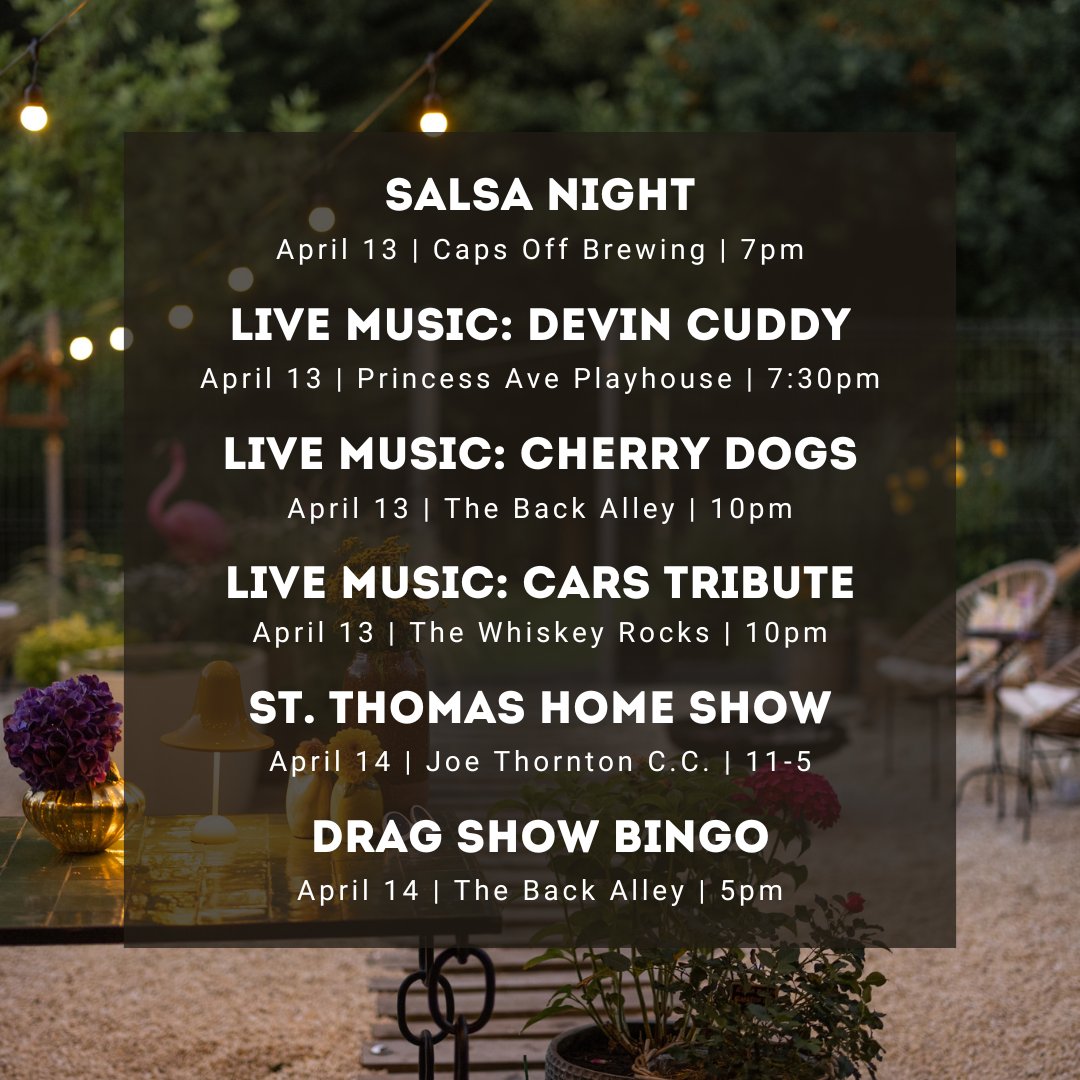 🤩 This weekend in St. Thomas there is much to explore! 🌻☀️ The St. Thomas Home Show is running all weekend, there is a ton of live music, plus drag show bingo! 🌈 Let's get out and #ExploreRailwayCity. 🥳⁠ ⁠ 👉 l8r.it/PDAP