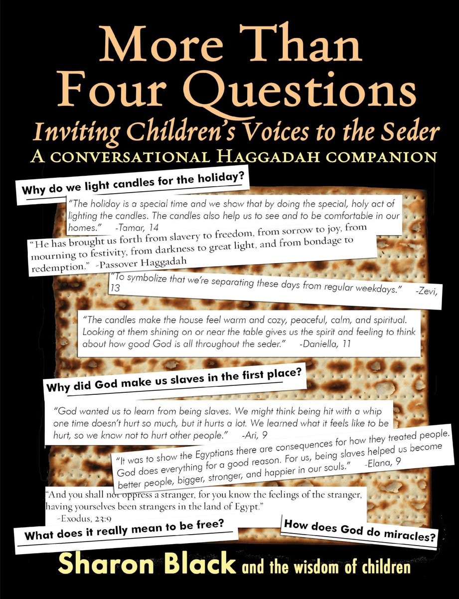 Sharon Black's More Than Four Questions seeks to provide much greater inclusion of our children into our Pesach practices. It acts as a companion to your Haggadah and through the reflection it provides it's is a great addition to any family's library. shorturl.at/bd068
