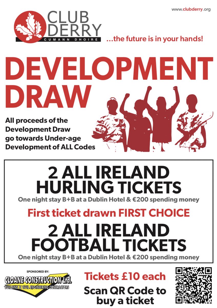🎟️🇦🇹 𝗖𝗟𝗨𝗕 𝗗𝗘𝗥𝗥𝗬 are excited to launch the 2024 Development Draw. The work of 𝗖𝗹𝘂𝗯 𝗗𝗲𝗿𝗿𝘆 has a massive impact on all of our underage development, the fruits of which are being seen across all codes currently. To continue making these strides, please support…