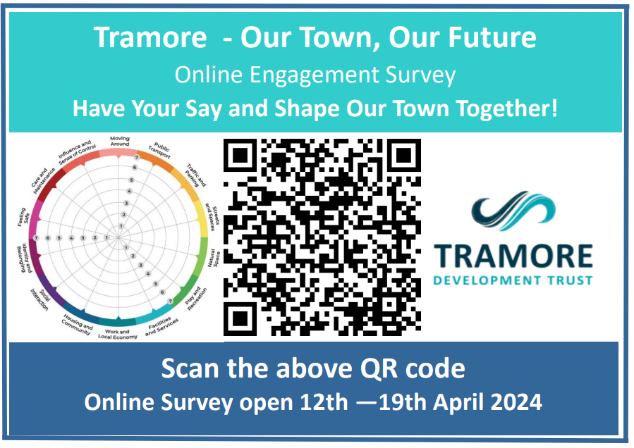 Tramore Development Trust are delighted to announce their engagement #OurTownOurFuture exercise. We want to gather your views to assess what the town is like at present and identify priorities for its future. Complete our online survey here surveymonkey.com/r/OurTownOurFu…