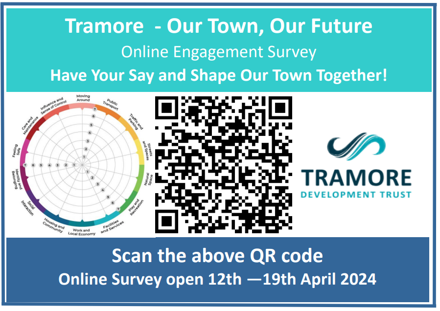 Tramore Development Trust are delighted to announce their engagement #OurTownOurFuture
exercise.
We want to gather your views to assess what the town is like at present and identify priorities for its
future.
Complete our online survey here surveymonkey.com/r/OurTownOurFu…