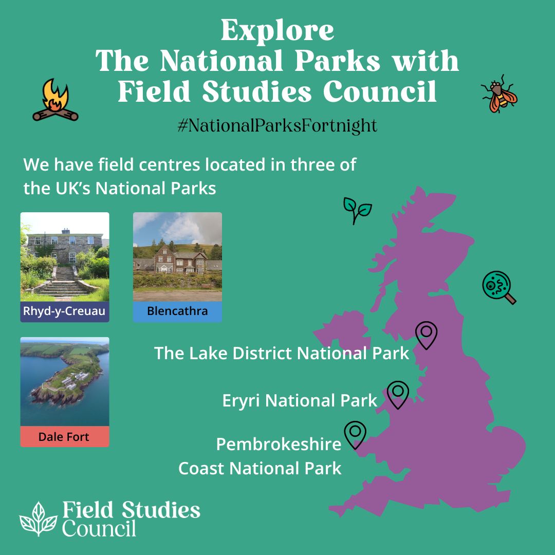 #NationalParksFortnight 🏞️ Which National Parks are you yet to #Explore? Three of our field centres are located in #NationalParks and all offer experiences for all ages that involve #Learning and connecting with #Nature and enjoying the #GreatOutdoors. 👉field-studies-council.org/locations/