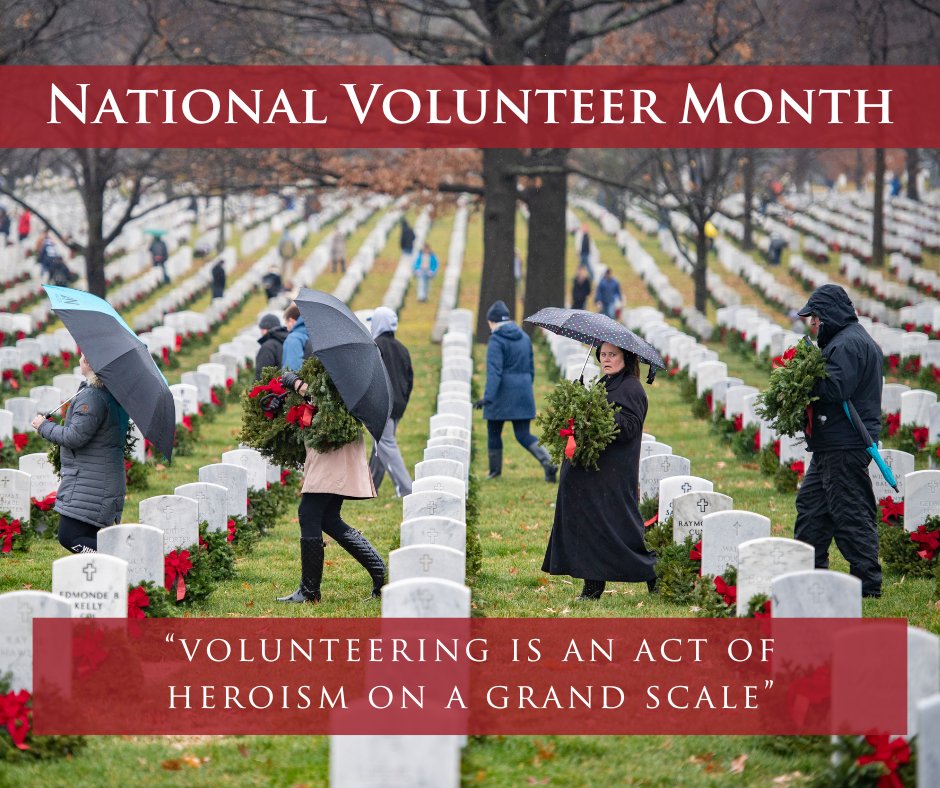 Did you know? April is National Volunteer Month! Without the millions of volunteers who donate their time, there would be no mission. Thank you. Learn more about volunteering in 2024: wreathsacrossamerica.org