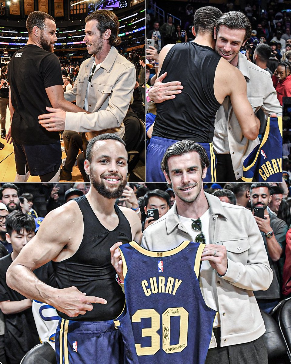 Steph Curry gifted Gareth Bale with a signed jersey after the Warriors game 🤝