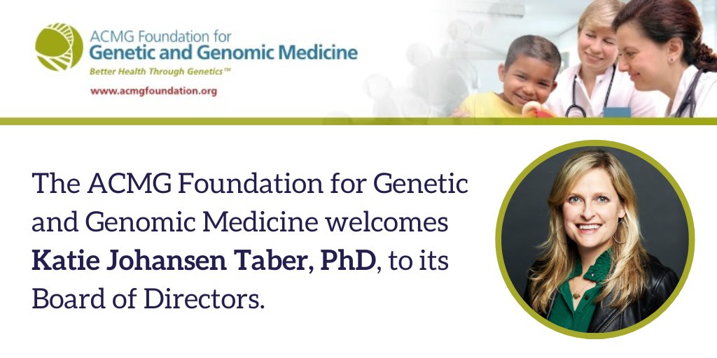 Congrats to Katie Johansen Taber, PhD, who has been elected to the #ACMGFoundation Board of Directors. She is VP Clinical Product Research & Partnerships @myriadgenetics – w/ focus on #genetictesting in women’s health, oncology & mental health. bit.ly/49wkNC0 @KTJohansen