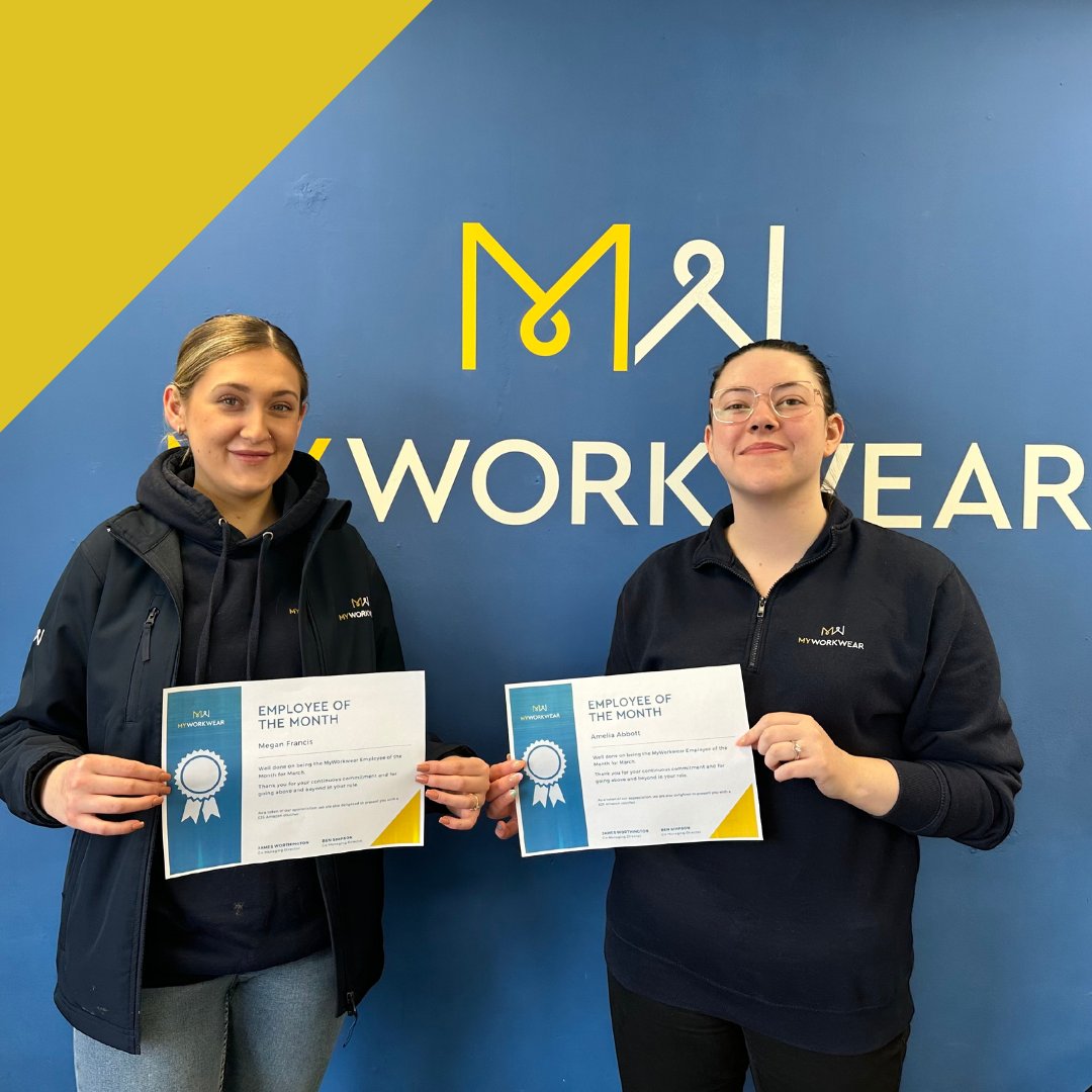 This month we have not one but two employees of the month! Congratulations to our Sales Administrator Megan and our Customer Service Supervisor Amelia 💙Thank you both for your hard work! #MyWorkwear #EmployeeRecognition #EmployeeOfTheMonth #WorkwearSupplier
