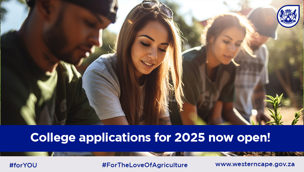 [IMPORTANT ANNOUNCEMENT📢] Applications for the 2025 academic year at Elsenburg Agricultural Training Institute are open. For more info and to apply👉shorturl.at/hBWY8 DEADLINE: 30 JUNE 2024 A bright future in agriculture awaits you!🌟 #ForTheLoveOfAgriculture🌱