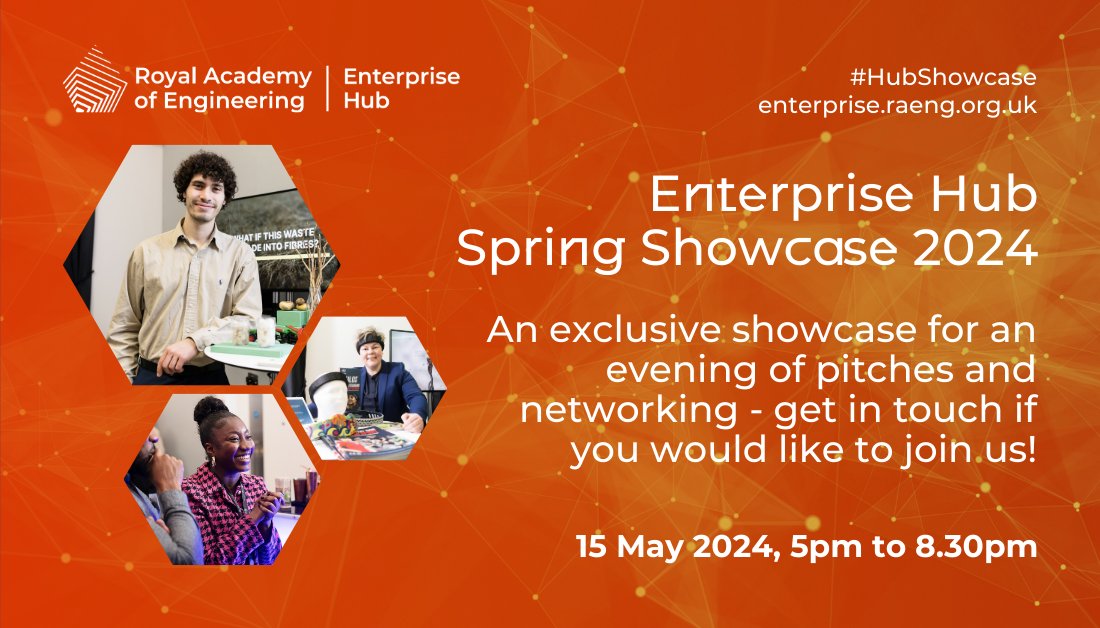 Discover the latest technology and companies on the rise at the Spring 2024 #HubShowcase. We invite #HubMembers from across our programmes to demo and pitch their innovations ready for funding.

Interested in attending? Email enterprise@raeng.org.uk.
raeng.org.uk/events/2024/ma…