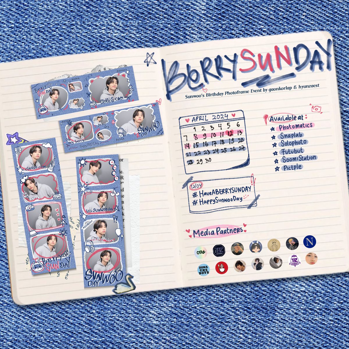 injunoona's tweet photo. ‼️ IT’S BERRYSUNDAY 🍒☀️

A Special Photobooth Event
in Celebration of Sunwoo’s Birthday
by @gaonkorlap &amp; @hyunzaest

📅 April 8th — 28th, 2024
📍 Location details on thread

Hope you #HaveABERRYSUNDAY in this special #HappySunwooDay ‼️ https://t.co/MDOPnTYHJM