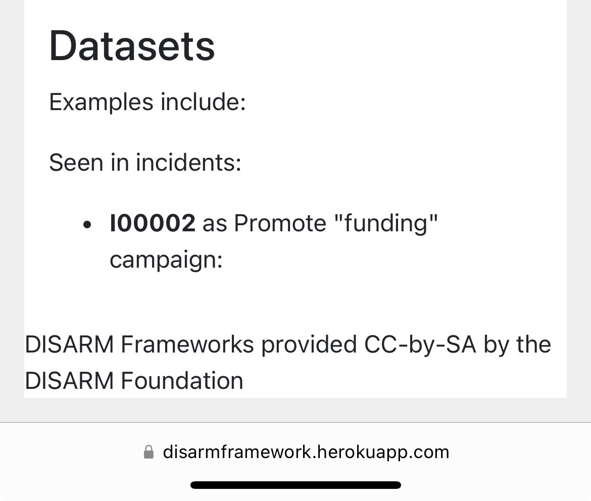 @17thSCOG @Reas_Dad #Playbook #DISARM Phases of incident creation and analysis in a “Red v Blue” framework: PLAN [P01] PREPARE [P02] EXECUTE [P03] ASSESS [P04] #NCSWIC buckle up. Here is an example of the “crowdfunding” tactic within the execution phase 👇👇👇