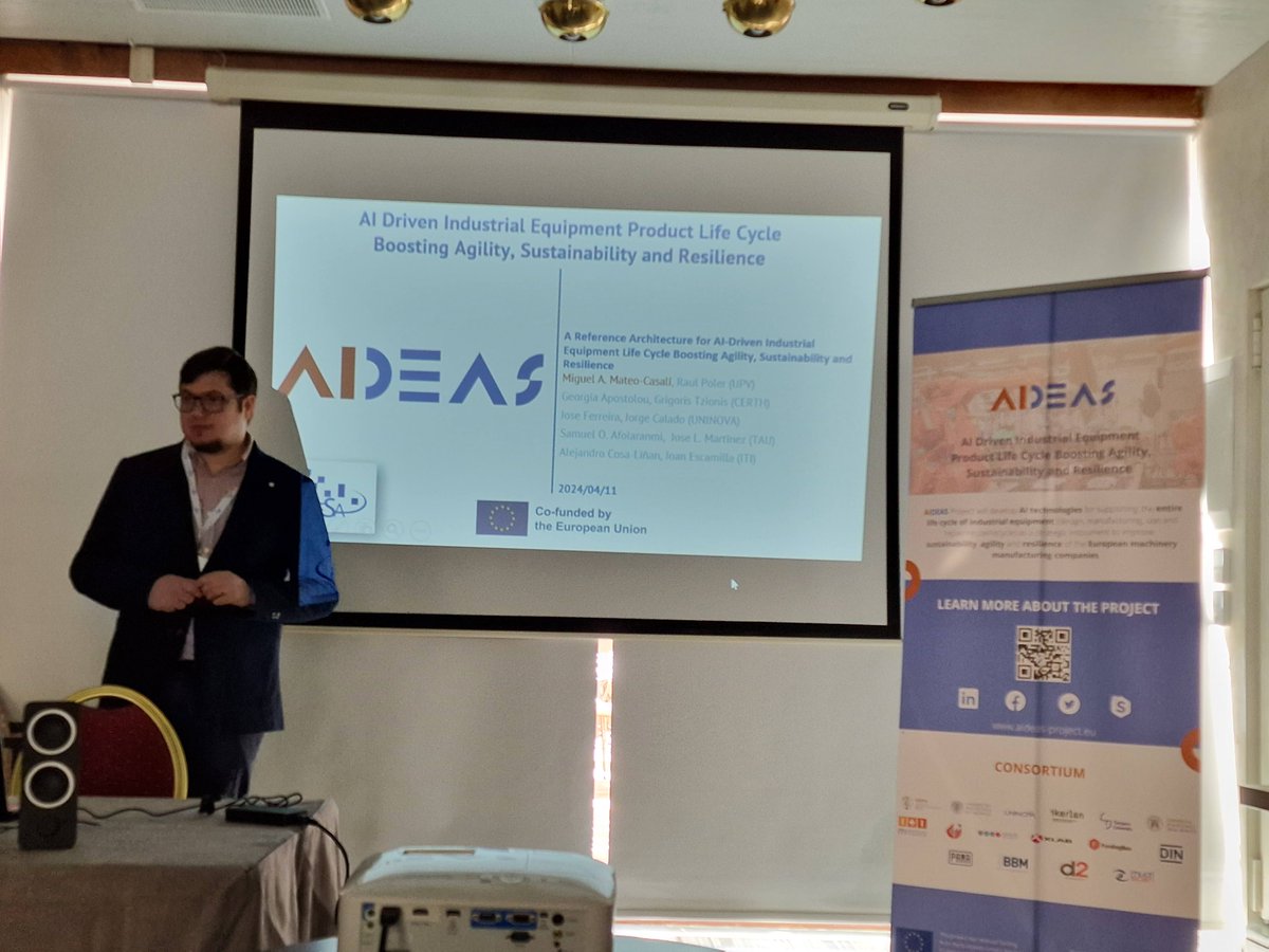 Raul Poler (@raulpoler) on Twitter photo Miguel A. Mateo from <a href="/CIGIP_UPV/">CIGIP</a> <a href="/UPV/">Universitat Politècnica de València</a> is presenting "A Reference Architecture for AI-Driven Industrial Equipment Life Cycle Boosting Agility, Sustainability and Resilience" in the #I-ESA24 conference organized by #ITI-CERTH <a href="/CERTHellas/">ΕΚΕΤΑ-CERTH</a> and <a href="/INTEROPVLab/">INTEROP-VLab</a> Miguel A. Mateo from <a href="/CIGIP_UPV/">CIGIP</a> <a href="/UPV/">Universitat Politècnica de València</a> is presenting "A Reference Architecture for AI-Driven Industrial Equipment Life Cycle Boosting Agility, Sustainability and Resilience" in the #I-ESA24 conference organized by #ITI-CERTH <a href="/CERTHellas/">ΕΚΕΤΑ-CERTH</a> and <a href="/INTEROPVLab/">INTEROP-VLab</a>