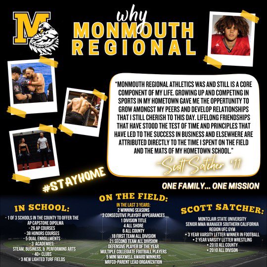 Next up for “Why Monmouth Regional” is 2011 graduate Scott Satcher #stayhome