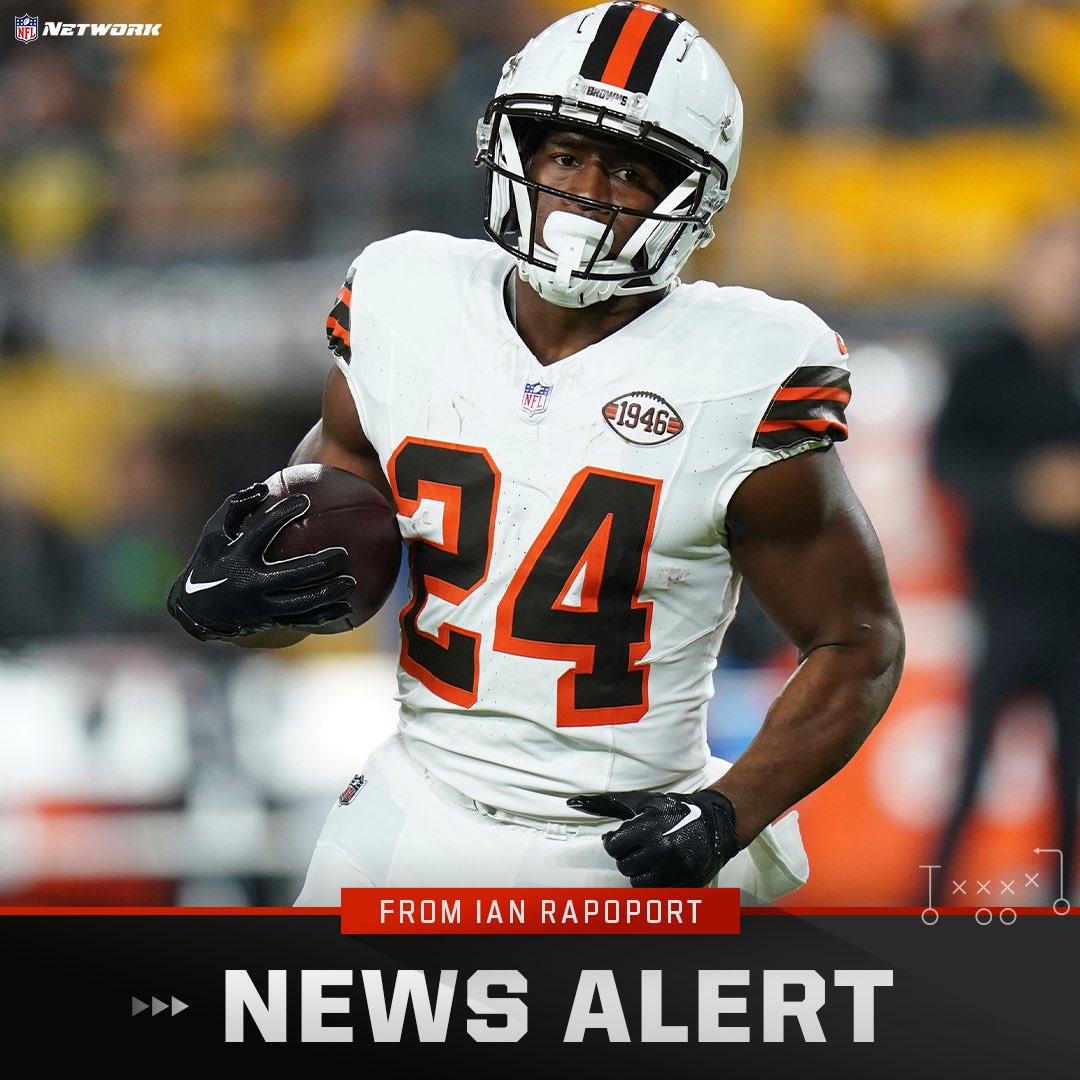 The #Browns and star RB Nick Chubb have agreed on a reworked contract for 2024 to lower his base of $11.775M, sources tell me and <a href="/TomPelissero/">Tom Pelissero</a>, with a chance to earn it back in incentives. 

Chubb is working his way back from a serious knee injury, but isn’t going anywhere.