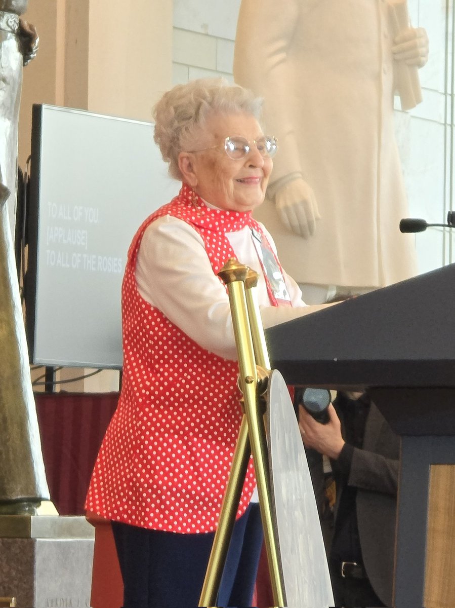 Yesterday, I had the opportunity to attend a Congressional Gold Medal ceremony for Mrs. Mae Krier, our Rosie The Riveter, anthem guest. She and the other women who carried US industry during WWII are and were on my list of war heroes. 🇺🇸 #ThankYouRosies #WeCanDoIt #RosieStrong