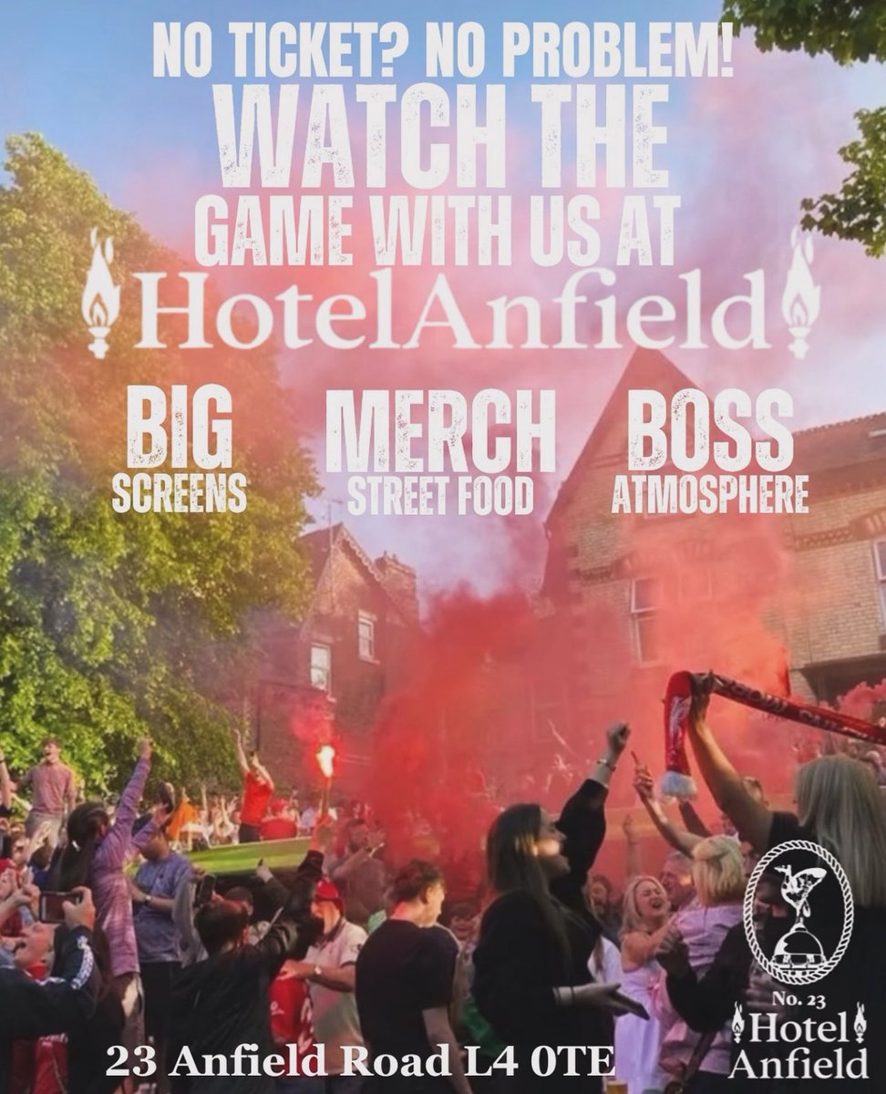 No ticket no problem, Come down and watch the game with us tonight, it’s the next best thing to being inside the ground 🙌🏽 It’s the greatest atmosphere around Anfield! We have live music all night from David of @TheRagamuffins, Boss food from @laros_greek And the best merch