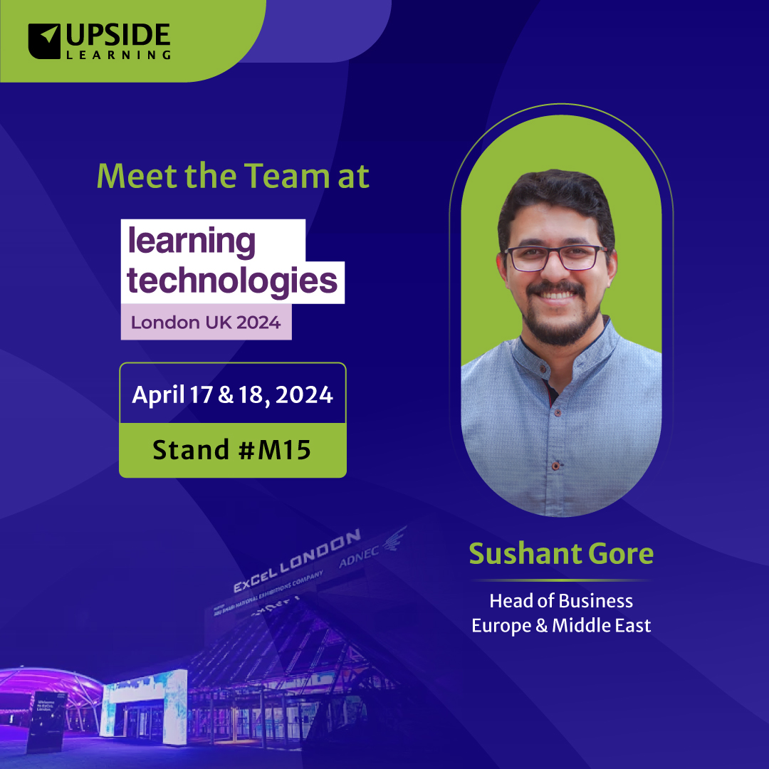 Join us at the Learning Technologies Conference 2024 and meet Sushant Gore, Head of Business Europe & Middle East. #LearningTechnologiesConference #MeetTheTeam #eLearningSolutions #UpsideLearning #lerningimpact