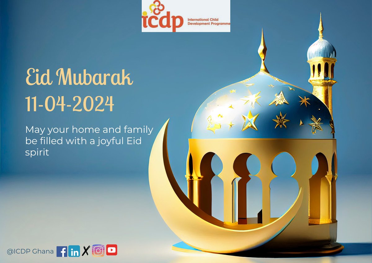 On this propitious occasion of Eid, may Allah bless our Muslim friends and partners with happiness, success, and fulfillment. @ICDPGhana #Happy_Eid_Mubarak #Empathy_In_Action