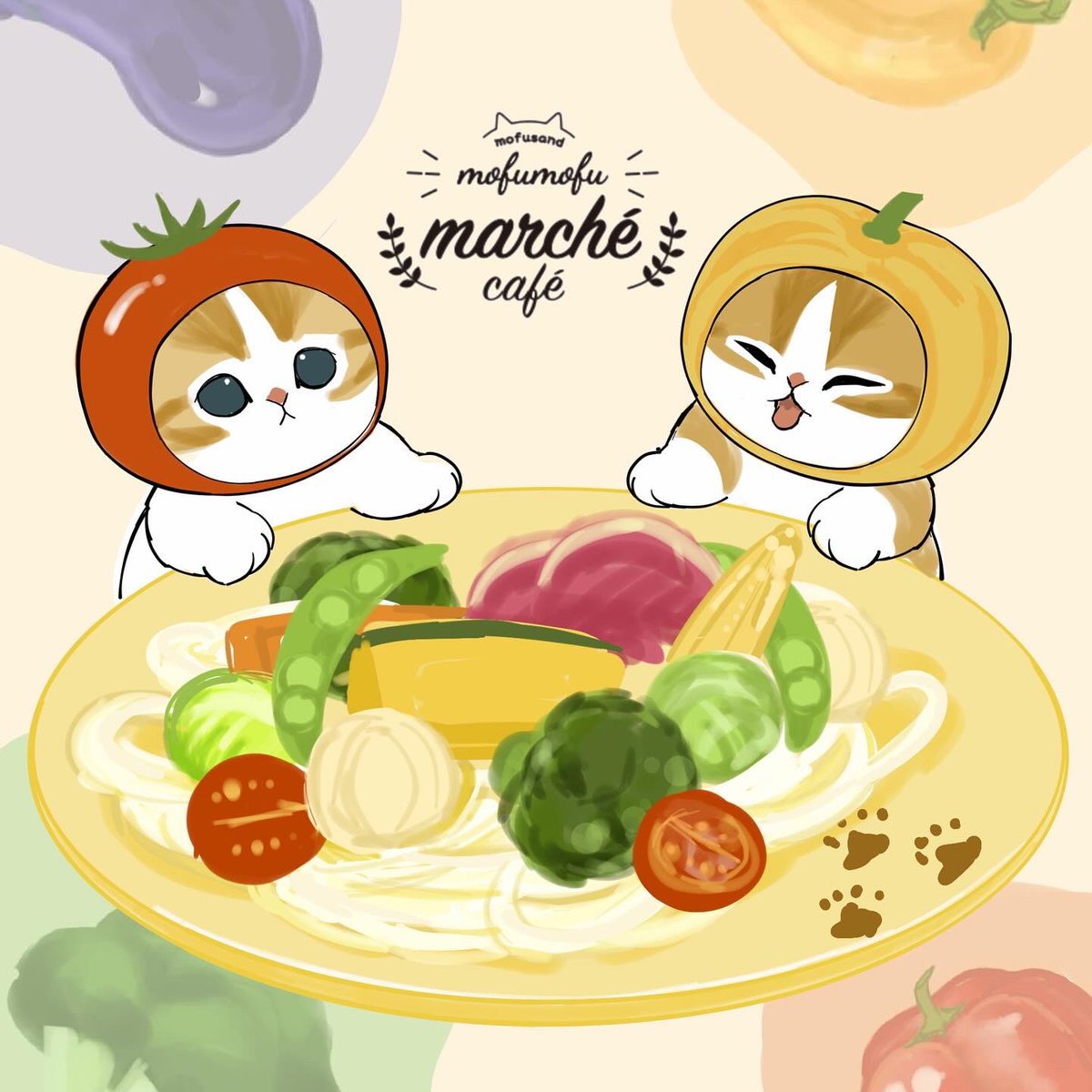#mofusandもふもふマルシェカフェ 「mofusand もふもふ marché café」 メニュー紹介✨ 🍝グラにゃんパスタ お野菜がゴロゴロと入ったクリームパスタ。 トマトとかぼちゃのにゃんこが野菜に紛れてます😽 🍅カフェ事前ご予約受付中です🎃 mofusandmarche.th-cafe.jp