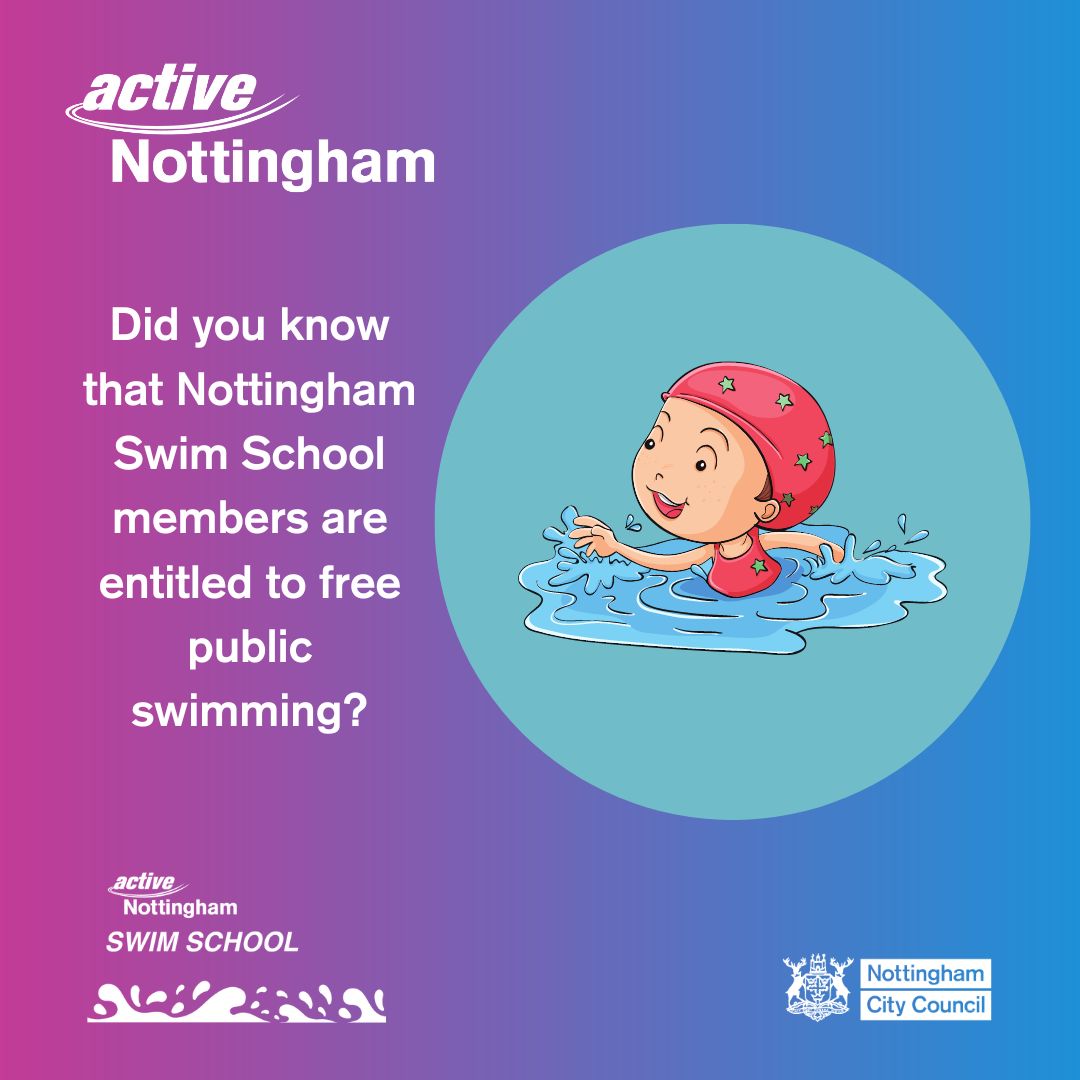 Did you know? When you join #NottinghamSwimSchool, you receive FREE swimming during public swim sessions? A great opportunity to practice your swimming skills or spend time with the family For more info visit activenottingham.com/swim-school/ #Learntoswim #swimming #ActiveNottingham