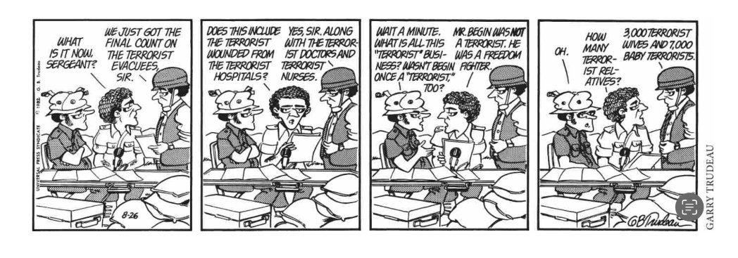 This Doonesbury cartoon is from the 80s. Just a reminder that Zionism has been a plague on children for a very long time. (Taken from Khalidi’s The Hundred Years’ War on Palestine)