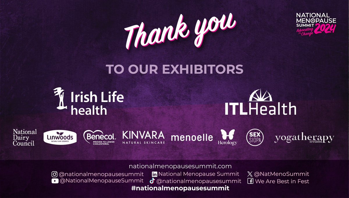 National Menopause Summit (@natmenosummit) on Twitter photo Thanks to the #NationalMenopauseSummit exhibitors
<a href="/irishlifehealth/">Irish Life Health</a> <a href="/MAG365EU/">ITL Health</a> <a href="/NDC_ie/">National Dairy Council</a> <a href="/LinwoodsFoods/">Linwoods</a> <a href="/BenecolHCP/">Benecol - Healthcare Professionals UKIE</a> <a href="/KinvaraSkincare/">Kinvara Skincare</a> <a href="/SexSiopa/">Shawna - Smut Peddler in Chief of Sex Siopa</a> <a href="/YogaTherapyIre/">Yoga Therapy Ireland</a> Menoelle and Herology.
Be sure to drop by their stands today. Thanks to the #NationalMenopauseSummit exhibitors
<a href="/irishlifehealth/">Irish Life Health</a> <a href="/MAG365EU/">ITL Health</a> <a href="/NDC_ie/">National Dairy Council</a> <a href="/LinwoodsFoods/">Linwoods</a> <a href="/BenecolHCP/">Benecol - Healthcare Professionals UKIE</a> <a href="/KinvaraSkincare/">Kinvara Skincare</a> <a href="/SexSiopa/">Shawna - Smut Peddler in Chief of Sex Siopa</a> <a href="/YogaTherapyIre/">Yoga Therapy Ireland</a> Menoelle and Herology.
Be sure to drop by their stands today.