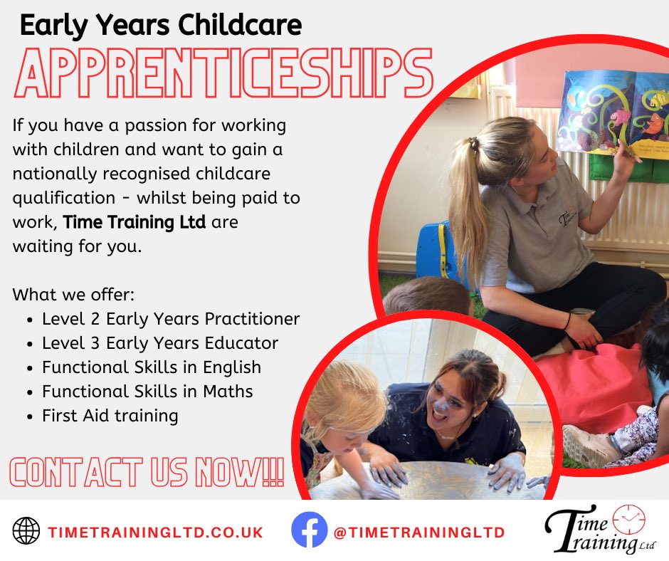 TimeTrainingLtd's tweet image. Looking for an Early Years apprenticeship in the Hillingdon or Hounslow areas? Get in touch!