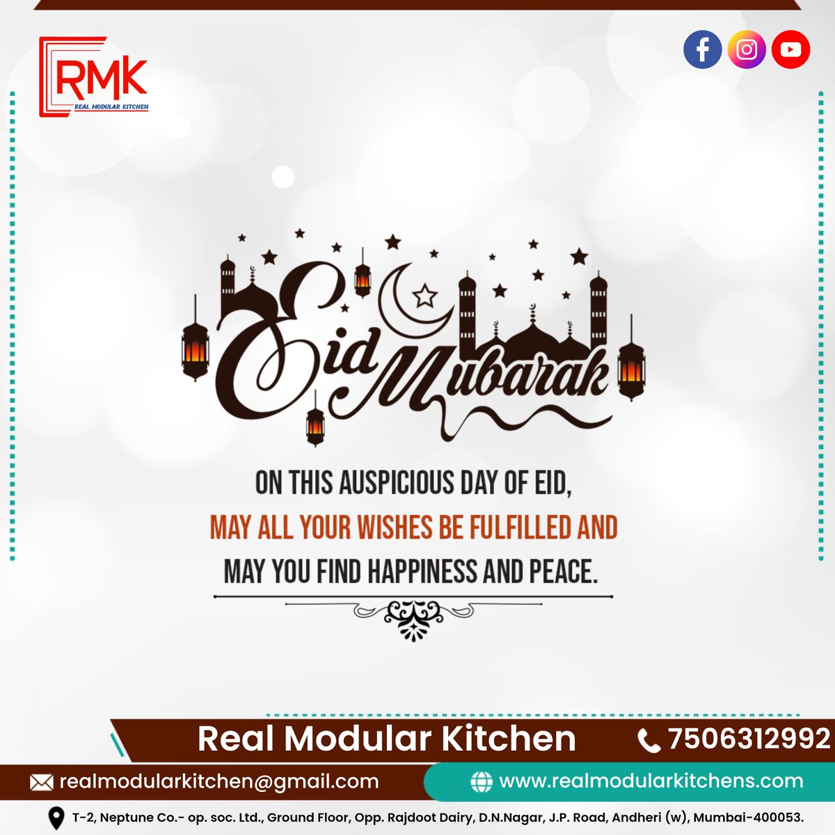 RealModular's tweet image. &quot;🌙✨ Eid Mubarak from Real Modular Kitchen Andheri! 

Wishing you and your loved ones a joyous Eid filled with blessings, happiness, and prosperity. May this auspicious occasion bring you closer to your family and friends, and may your homes be filled with love and laughter.