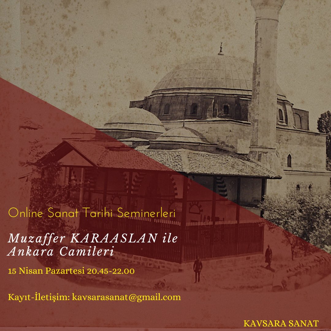 Bayramdan sonra Ankara camilerini konuşacağız. Mimari özelliklerini, kentle olan ilişkilerini ve tabii ki en çok kalem işlerini. 15 Nisan Pazartesi günü görüşmek dileğiyle. Kayıt için @kavsarasanat ile iletişime geçebilirsiniz.