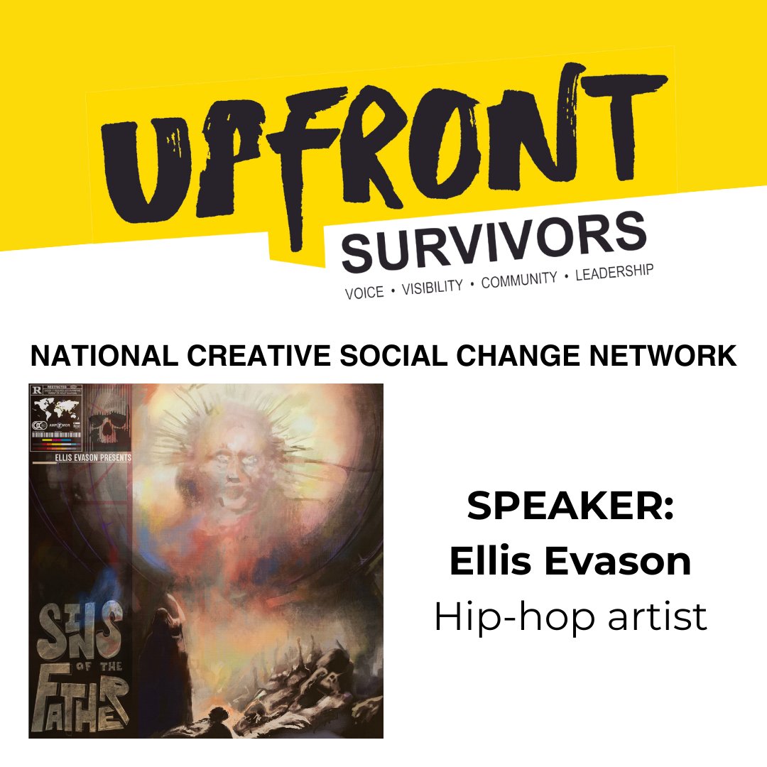 After a pause last month we're back on track with our #UpFrontSurvivors National Creative Social Change Network meetings. The next one is on Wed 17 April with #HipHop artist Ellis Evason, talking about his album SINS OF THE FATHER - we can't wait! #CSA 👉 bit.ly/UFSnetwork