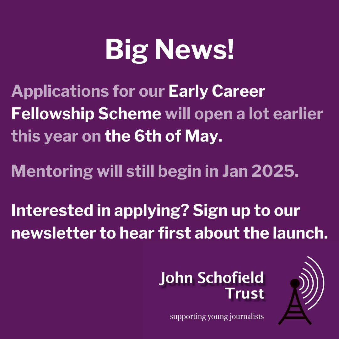 We have news! The applications for our Early Career Fellowship Scheme will open earlier this year, on the 6th of May. The mentoring will still be January to December 2025. Are you interested in applying or know someone who is? Sign up to our newsletter to be first to know about