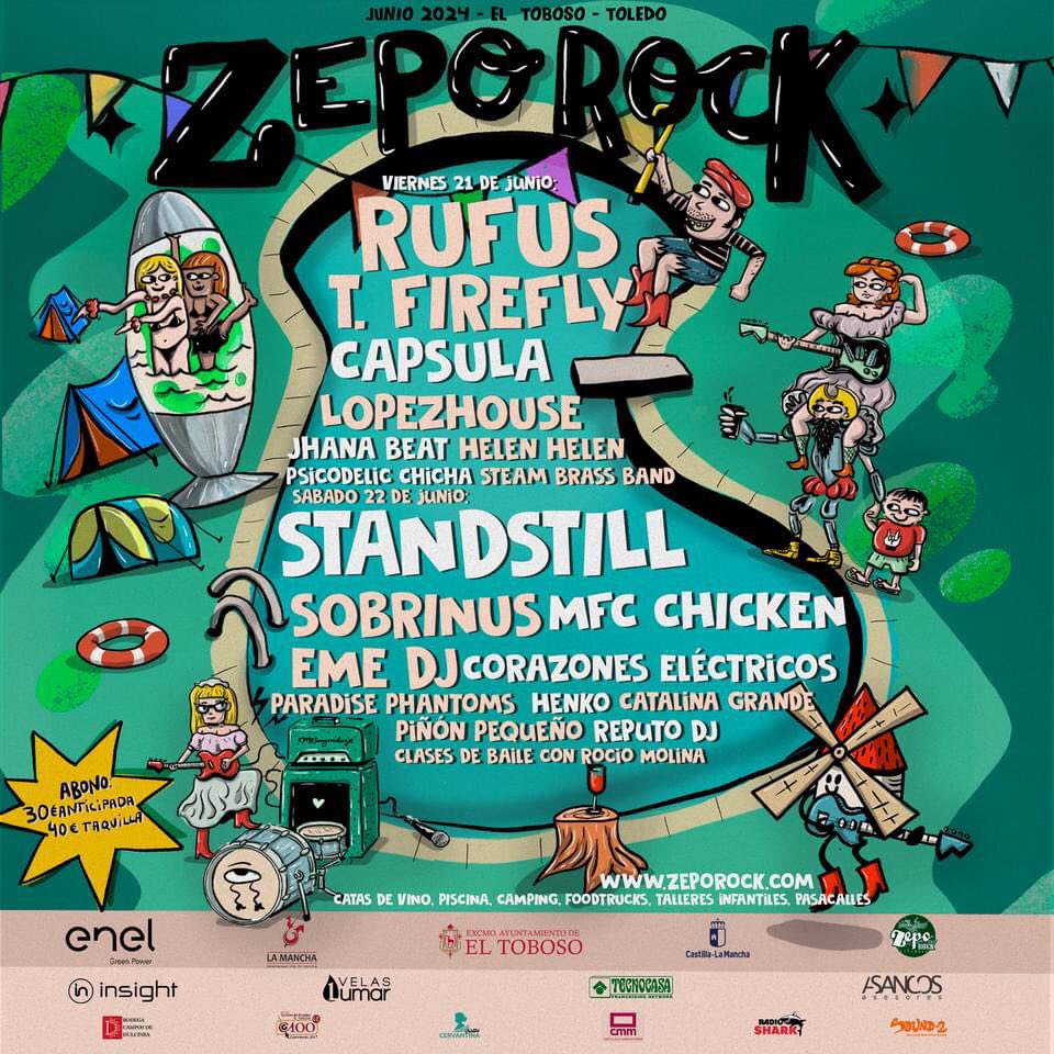 Hermooos@! Te presentamos el CARTEL POR DÍAS del #Zeporock24! 🌈 ⭐️@standstill_bcn ⭐️@_RufusTFirefly_ ⭐️@sobrinus20 ⭐️MFC Chicken ⭐️@capsula_band ⭐️@_CorazonesE ⭐️@emeDJ ⭐️@lopezhousedj Y muchos más… Compra tu abono 👉 shre.ink/Zeporock 👈 🎨 Arte: @MBotascowboy