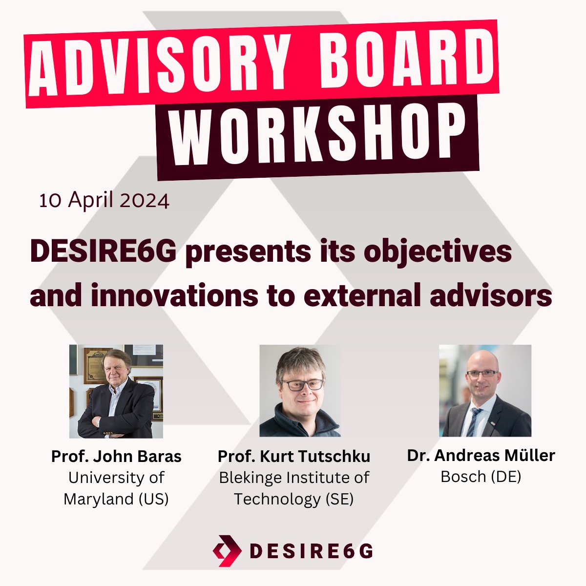 Yesterday was a full day of presentations, challenging questions and very fruitful discussions with our External Advisory Board.

DESIRE6G members presented their objectives, plans and results in our first online workshop.

Stay tuned to the summary video!