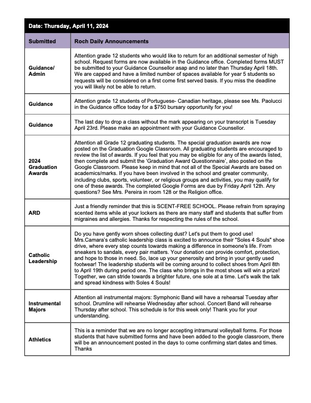 St. ROCH Daily Announcements tweet media