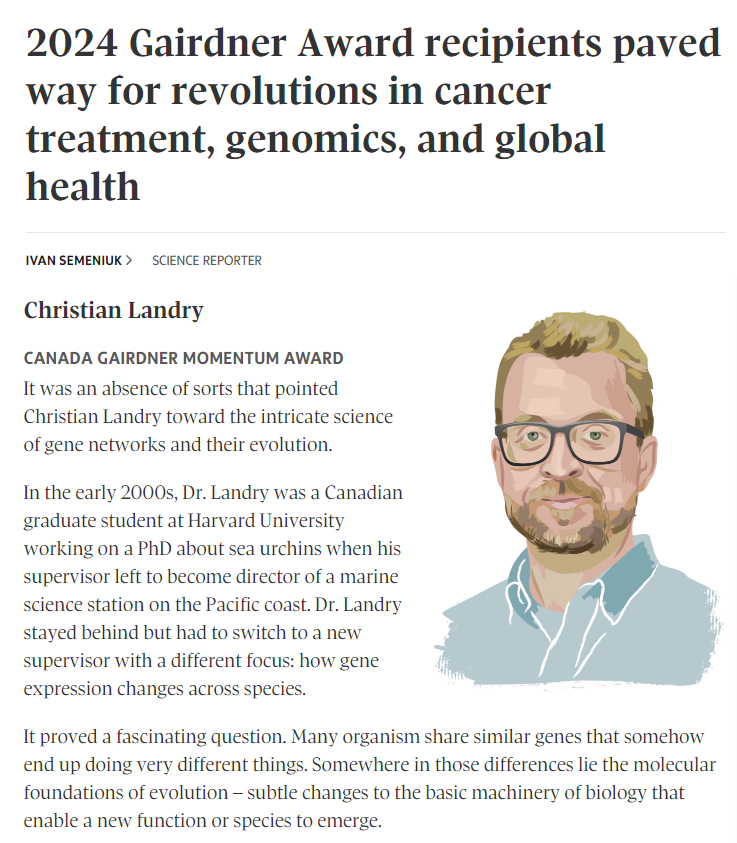 🎇Congratulations Dr. Christian Landry @landrychristian @universitelaval on your Gairdner Award! #FungalDrugResistance #EvolutionaryBiologyForTheWin #OneHealth Globe & Mail link: theglobeandmail.com/canada/article…