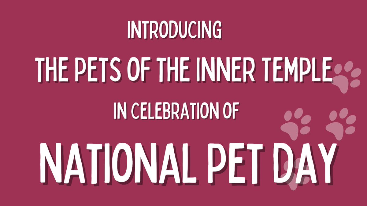 Today is National Pet Day and a purrfect excuse to post lots of pictures of our animal friends. Here we introduce the Pets of the Inner Temple, and we invite the legal community to share photos of their own pooches, feline overlords, feathered friends &amp; other much-loved pet pals