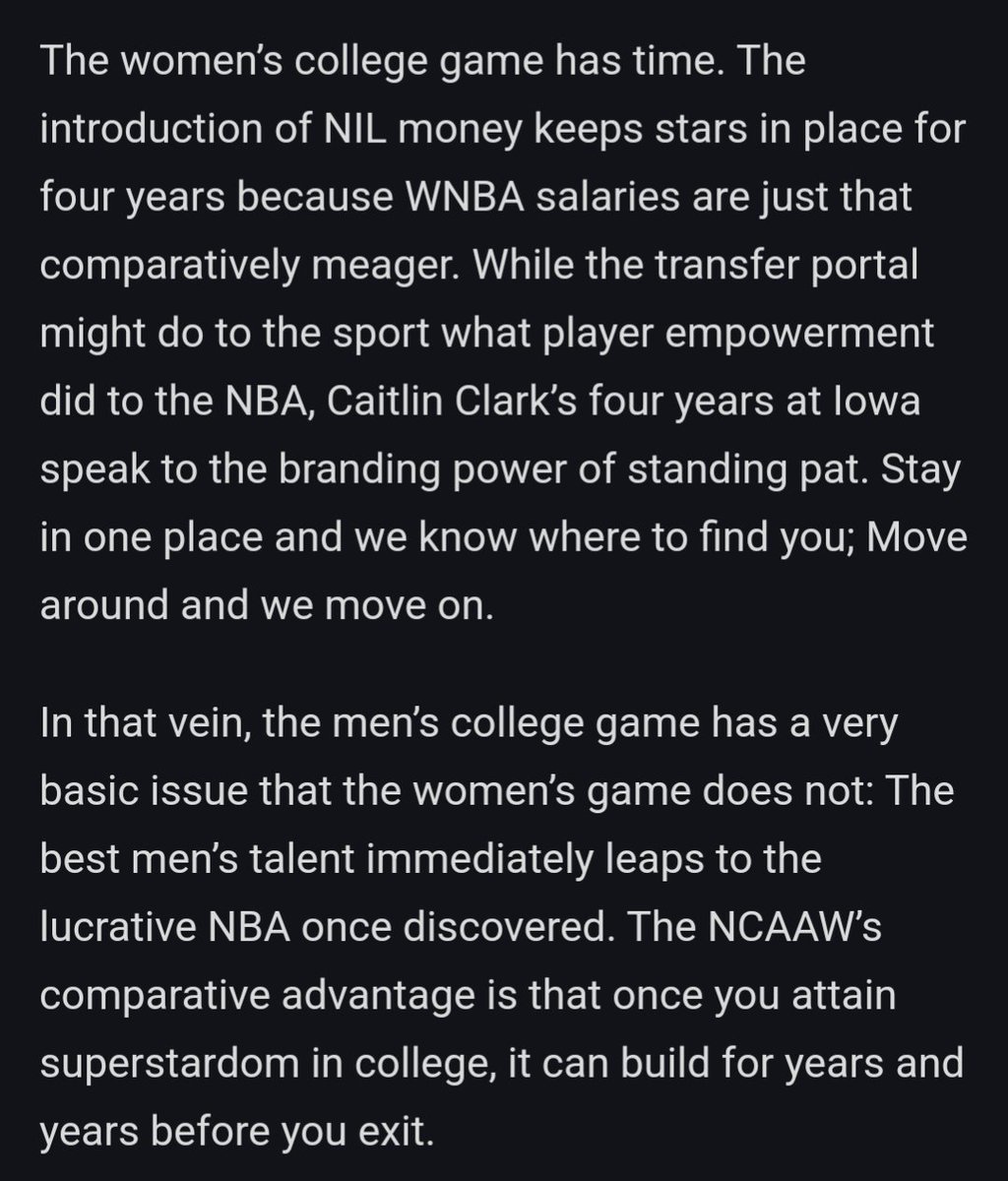 Why is women's CBB booming while men's is struggling to draw fans the way it used to? @mindthegamepod and @SherwoodStrauss both point to one critical theme: connection takes time