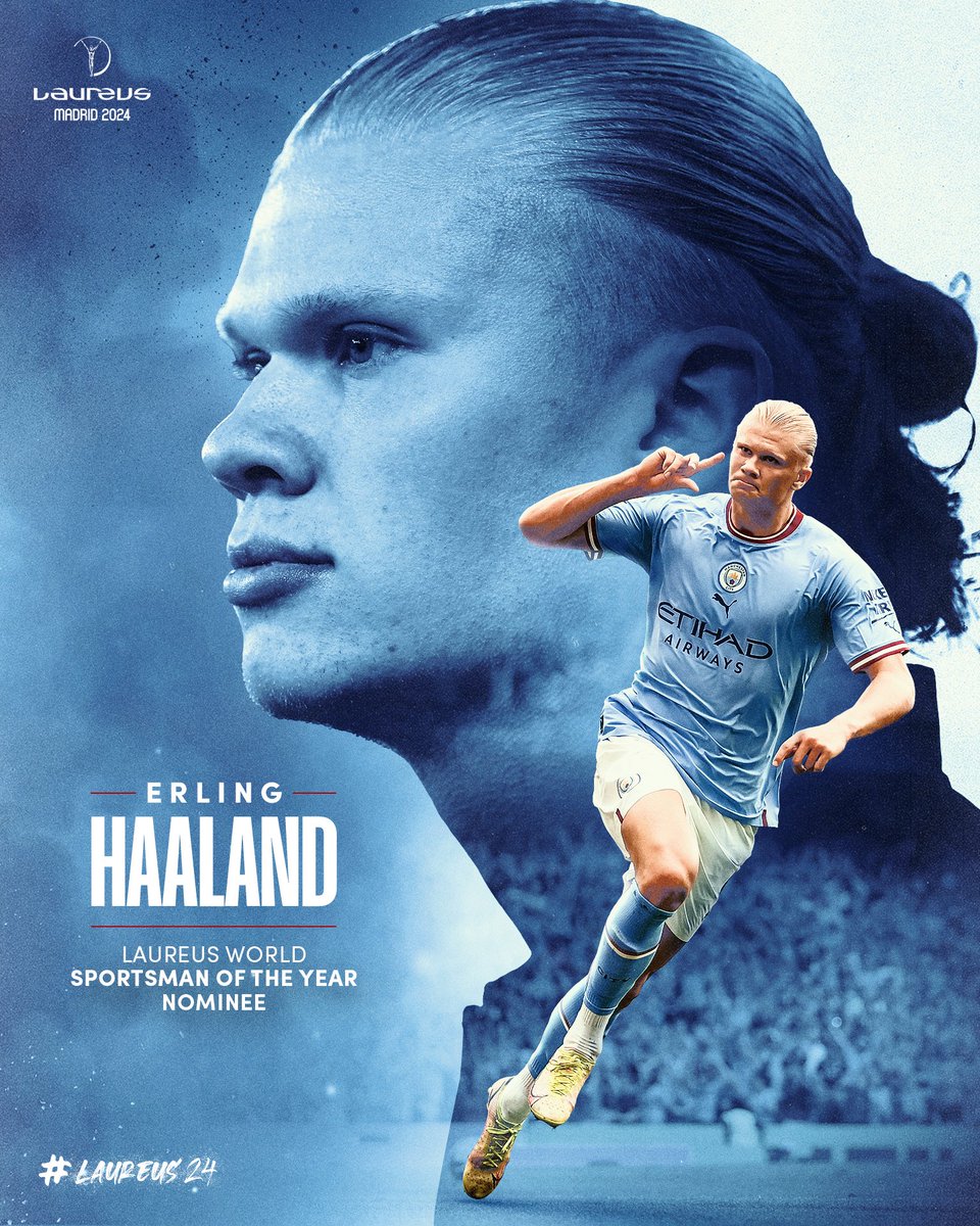 Records broken. ⚽️ Treble won. 🏆🏆🏆 @ErlingHaaland's first season with @ManCity won’t be forgotten. Laureus World Sportsman of the Year Nominee 💫 #Laureus24