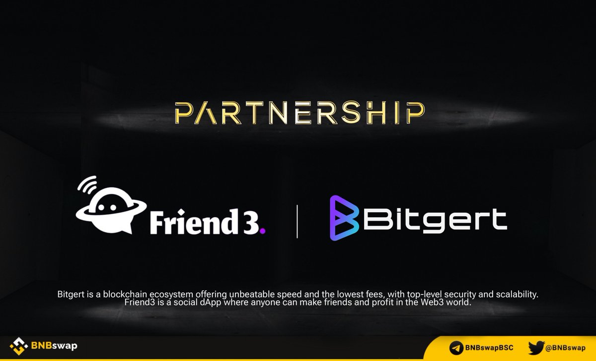 📢 @Friend3AI $F3 partners with @bitgertbrise $BRISE! #Bitgert is a blockchain ecosystem offering unbeatable speed and the lowest fees, with top-level security and scalability. #Friend3 is a social dApp where anyone can make friends and profit in the Web3 world. #F3 #BRISE