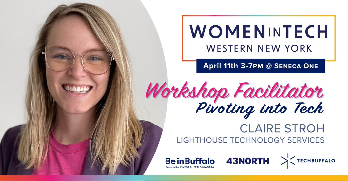 Today’s the day! Registration capped out at 600 🤩 So proud of Buffalo and all of the organizers who put so much hard work into this event to lift women up in tech. Can’t wait to share my workshop with the attendees on using clarity, conviction and confidence to pivot into…
