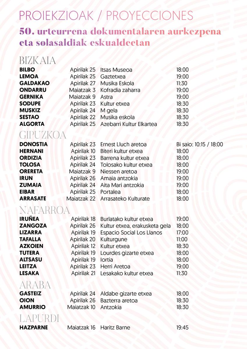 LABsindikatua's tweet image. 📽️ ‘Eskuz esku LAB zabaltzen’ dokumentalaren aurkezpenak eta solasaldiak eskualdeetan, 50. urteurreneko ekitaldien barruan

#zabaltzen 
#LABzabaltzen 
#LABek50 
#1974zabaltzen2024

🔗labur.eus/zU3wE