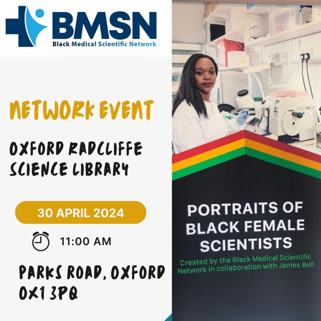 🌟Celebrate diversity in Science&Medicine🌟 Meet @BMSNinfo(Black Medical Scientific Network),@oubms1 (Oxford University Black Medics)&other groups. Explore Portraits of Black Female Scientists&make connections over refreshments 🗓️30 April, many slots. Book tinyurl.com/mr2pr2f9