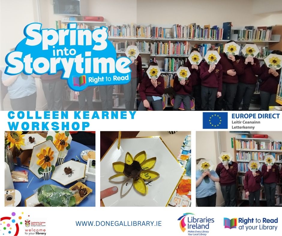 St Columbs' National School Moville had a recycle craft workshop with Collen Kearney in Moville Community Library. Works of art made from recyclable items @edicdonegal