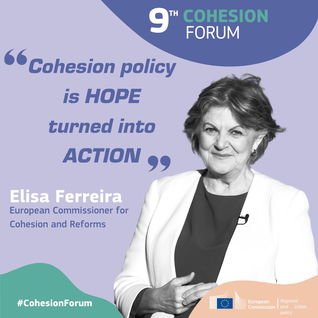 #CohesionForum | @ElisaFerreiraEC 

#CohesionPolicy is hope turned into action.

It’s all about getting a better life for Europeans, and give them the opportunity to flourish where they live.

There is freedom of movement, but there is also the right to stay 🌱