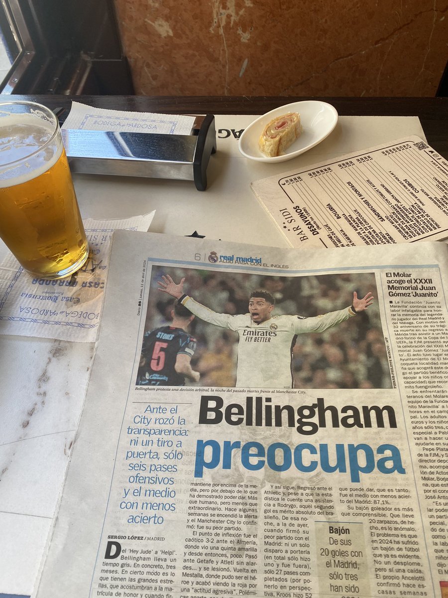 Is this the first negative headline for Bellingham this season? “Bellingham worries” City match “his worst game of the season”